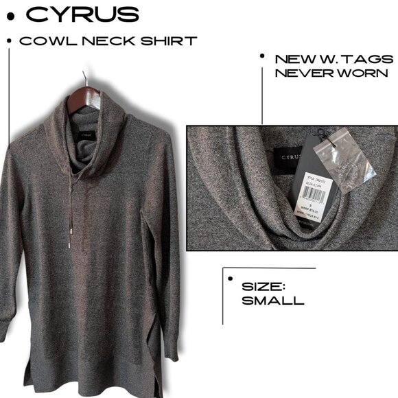 NWT Cyrus Cowl Neck Tunic Sweater Gray Small - Picture 1 of 2